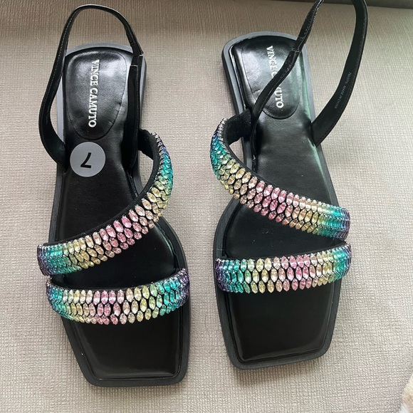Vince Camuto Prizza Rainbow Rhinestone Sandals - Picture 2 of 4